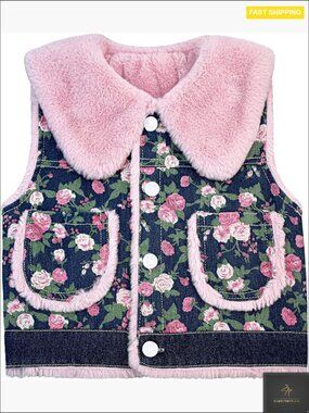 Distressed Denim Vest Embroidered Butterfly Sequins Sleeveless Jacket Y2K Chic